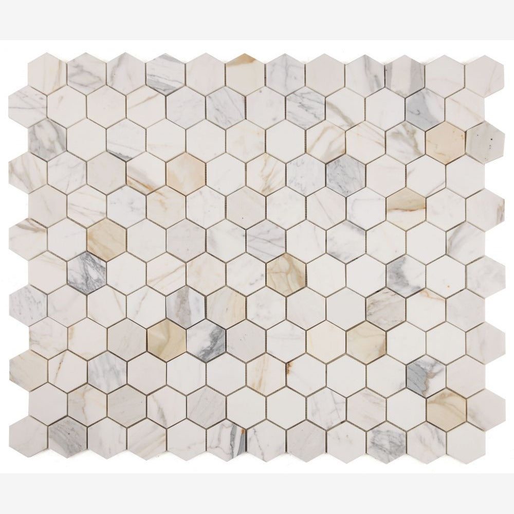 Hexalux Calacatta Gold 3x3 10x11.5 Honed Mosaic Tile