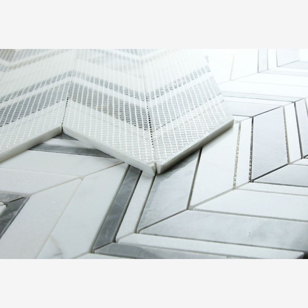 Vector Ravenna Grey 11.75x12.25 Marble Mosaic Tile