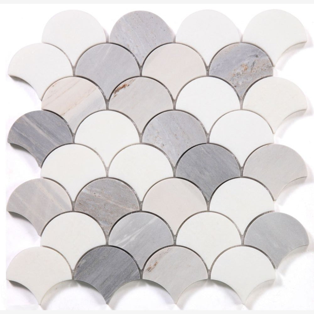 Dracarys Scale Blue 12x12 Polished Marble Mosaic Tile