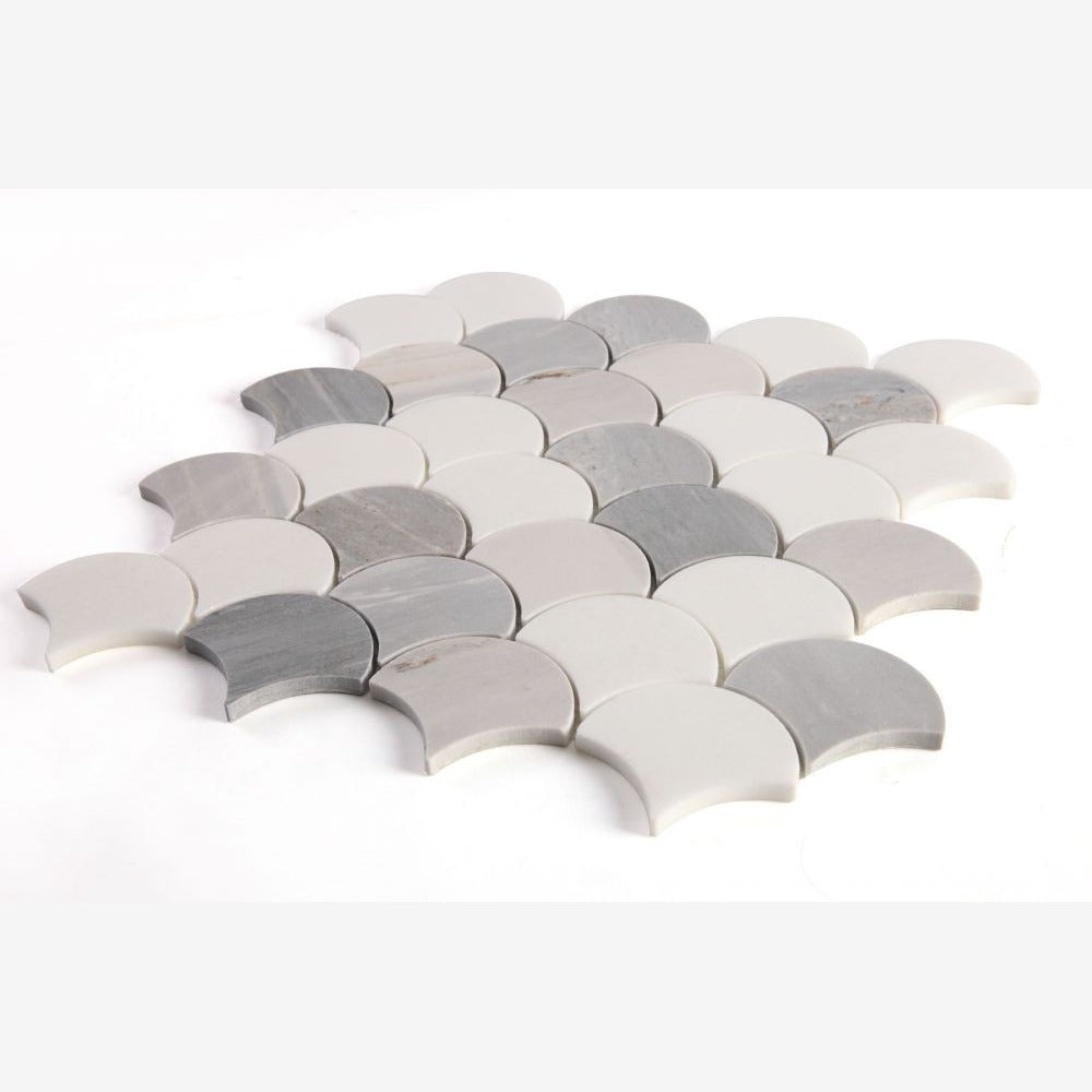 Dracarys Scale Blue 12x12 Polished Marble Mosaic Tile