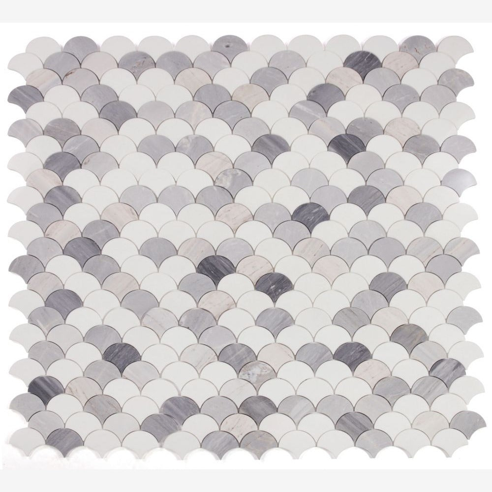 Dracarys Scale Blue 12x12 Polished Marble Mosaic Tile