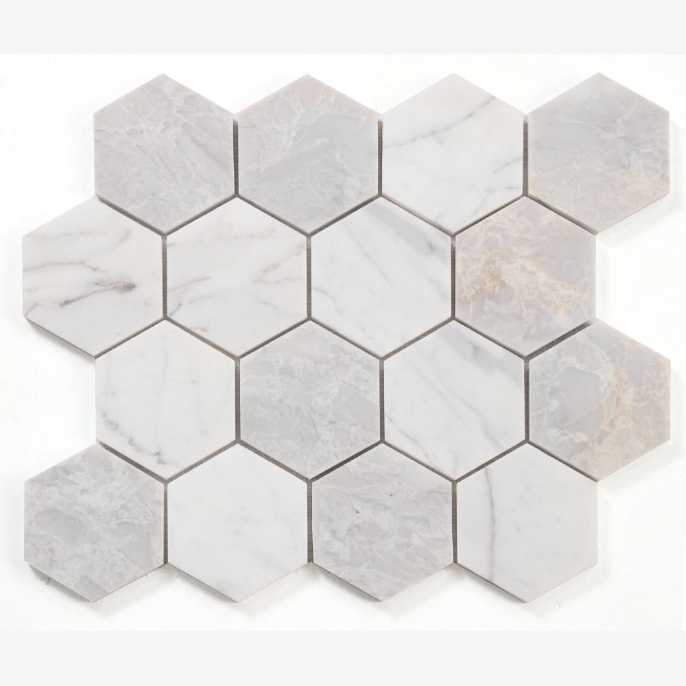 Hexalux City Grey 10.25x11.75 Polished Mosaic Tile