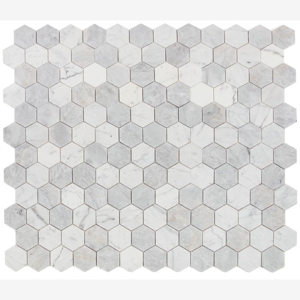 Hexalux City Grey 10.25x11.75 Polished Mosaic Tile