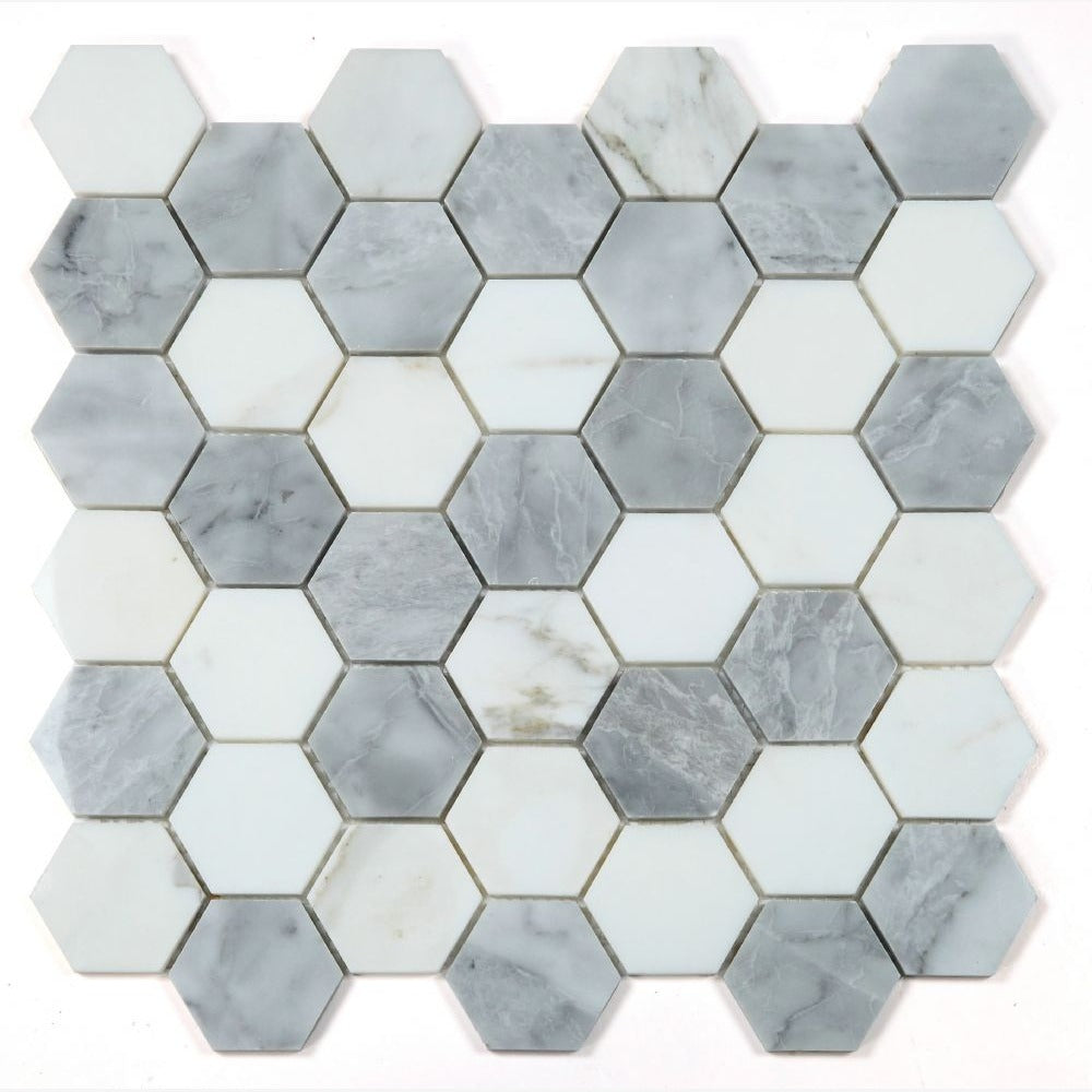 Hexalux City Grey 11.75x12 Polished Mosaic Tile