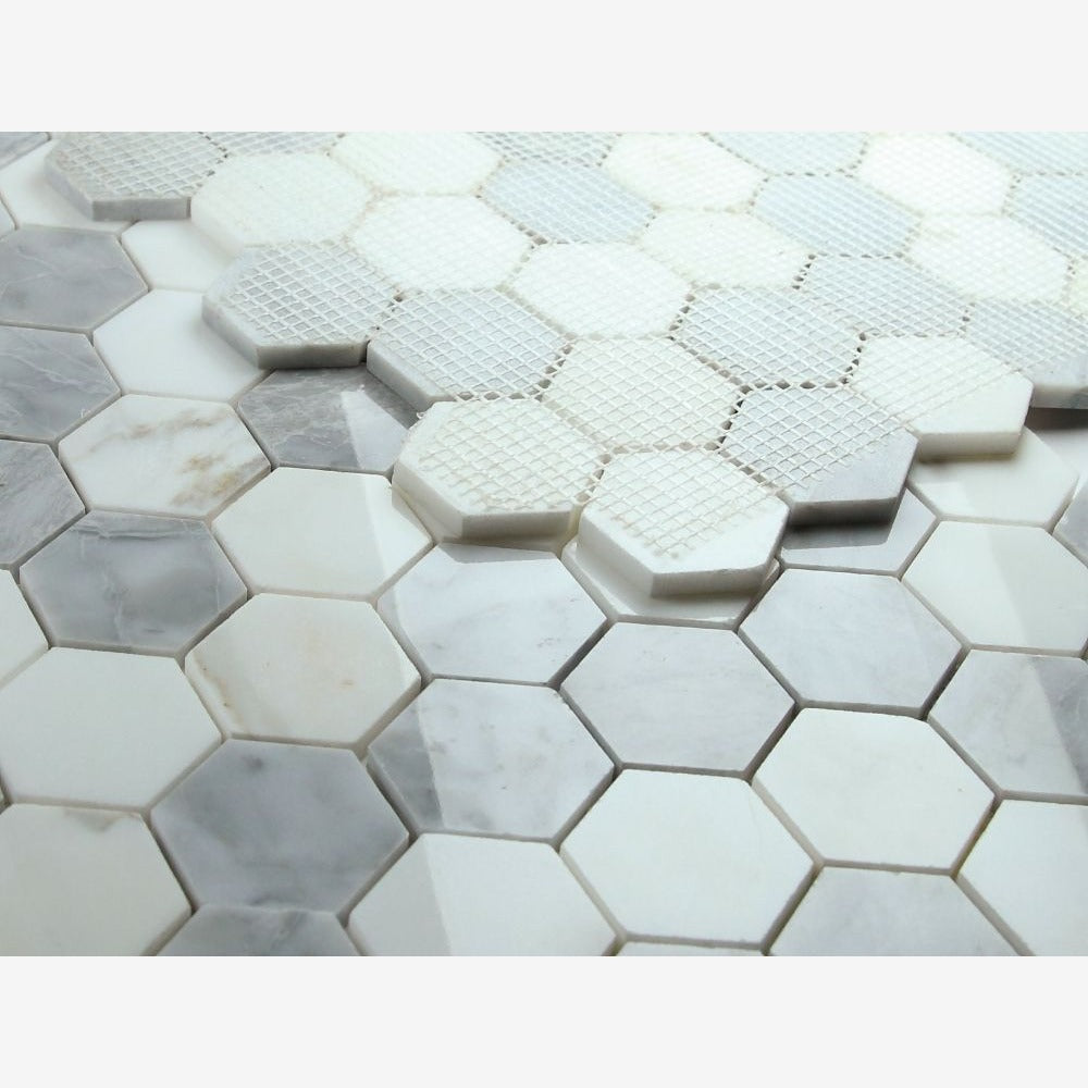Hexalux City Grey 11.75x12 Polished Mosaic Tile