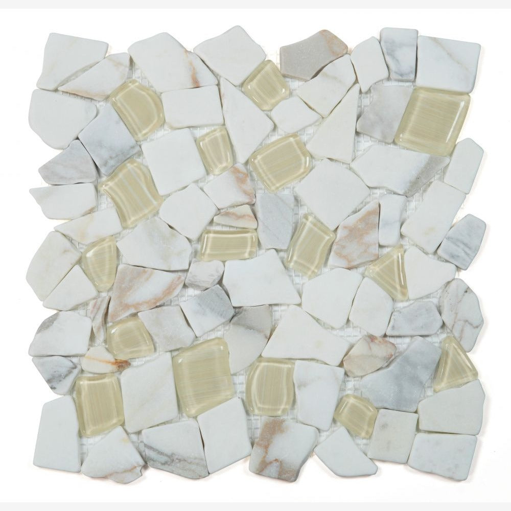 Brimstone Calacatta Gold 12x12 Honed Mosaic Tile