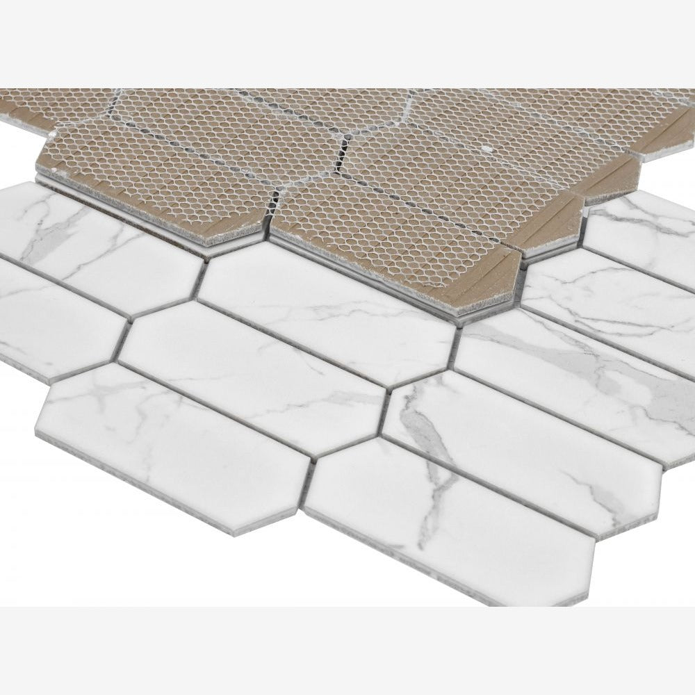 Ethereal Statuario Picket 10.25x13.5 Matte Porcelain Tile