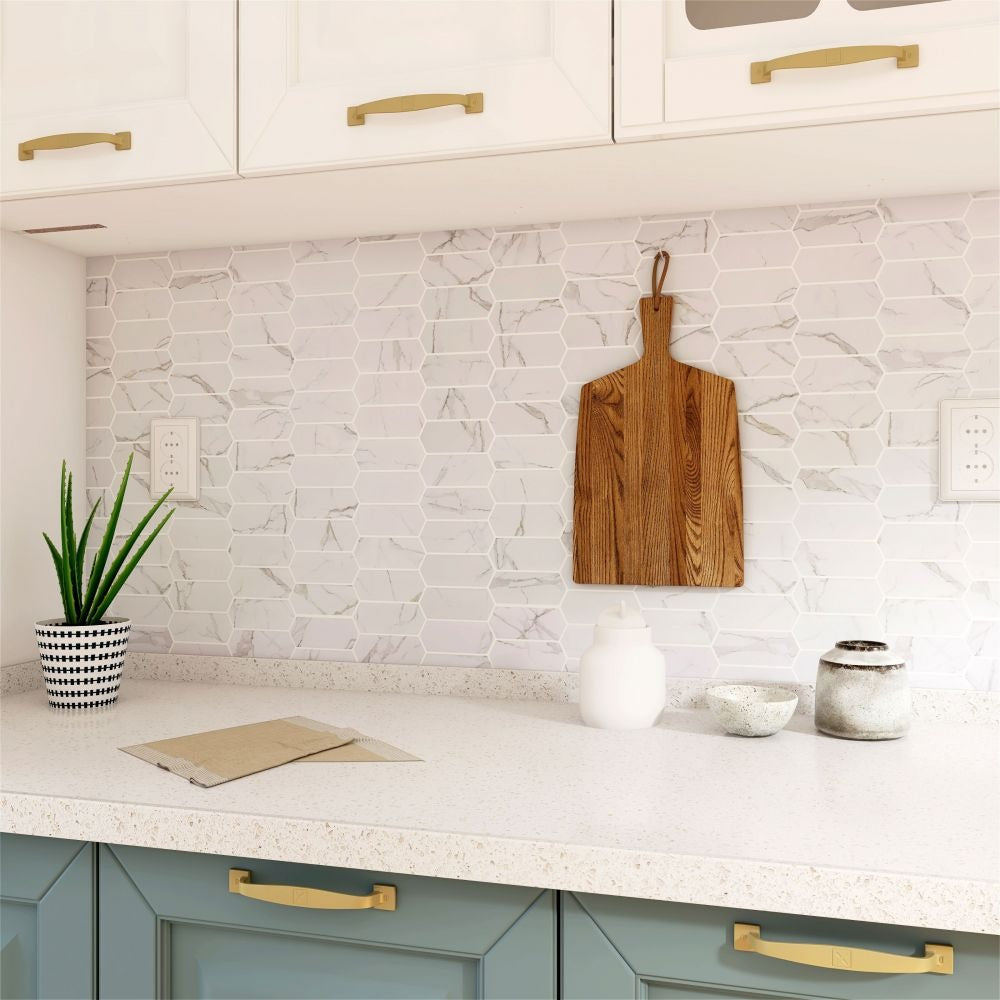Ethereal Statuario Picket 10.25x13.5 Matte Porcelain Tile