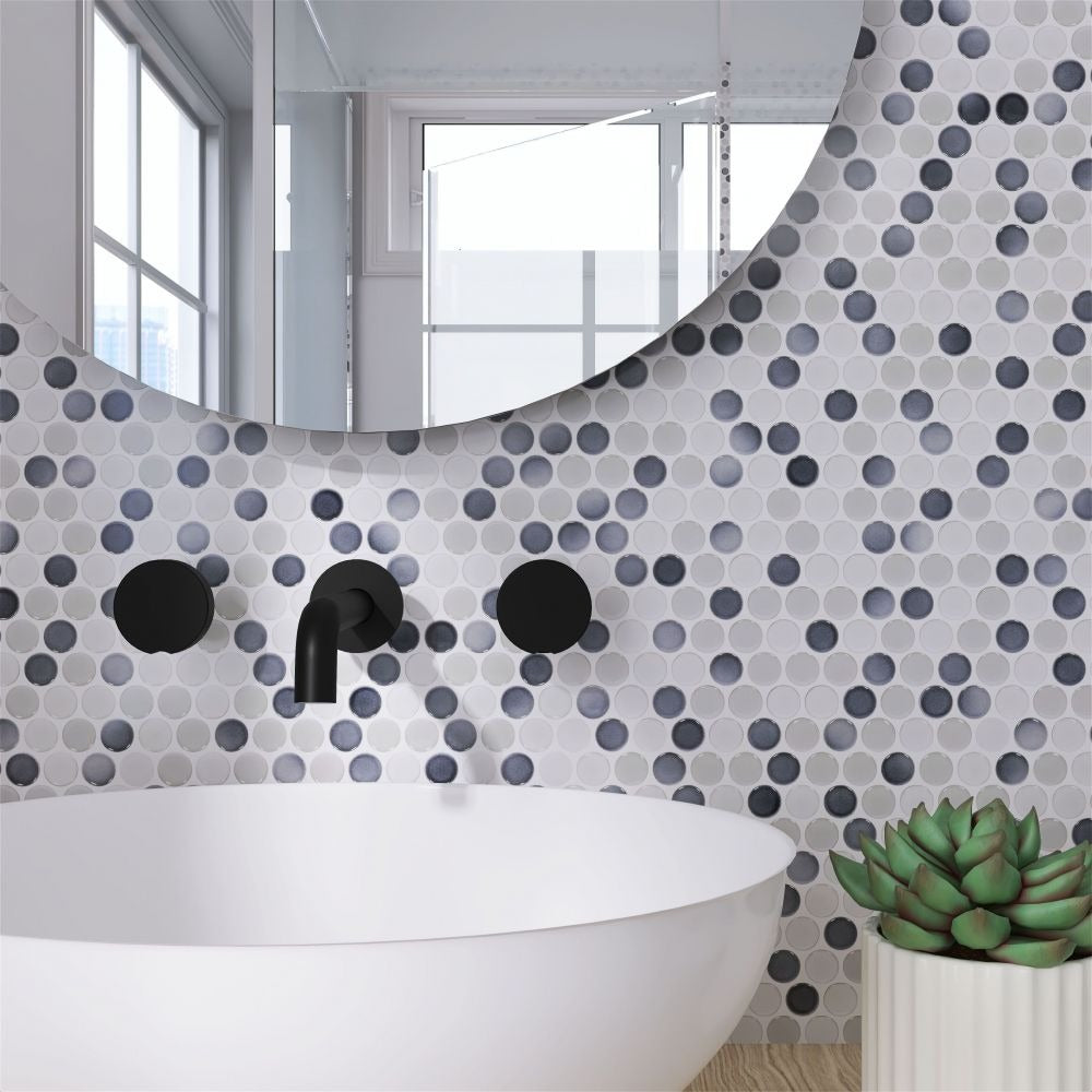 Ono Mixed Grey Glossy 11.5x12.25 Porcelain Tile