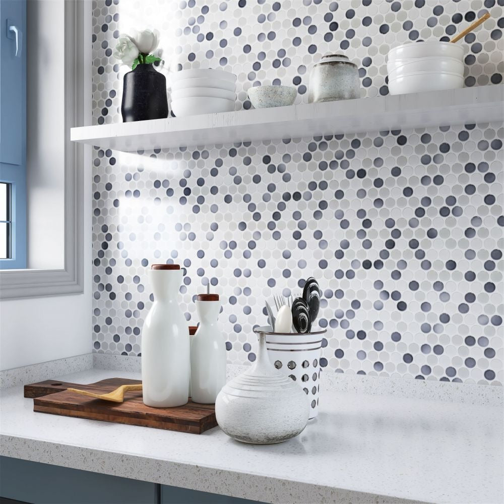 Ono Mixed Grey Glossy 11.5x12.25 Porcelain Tile