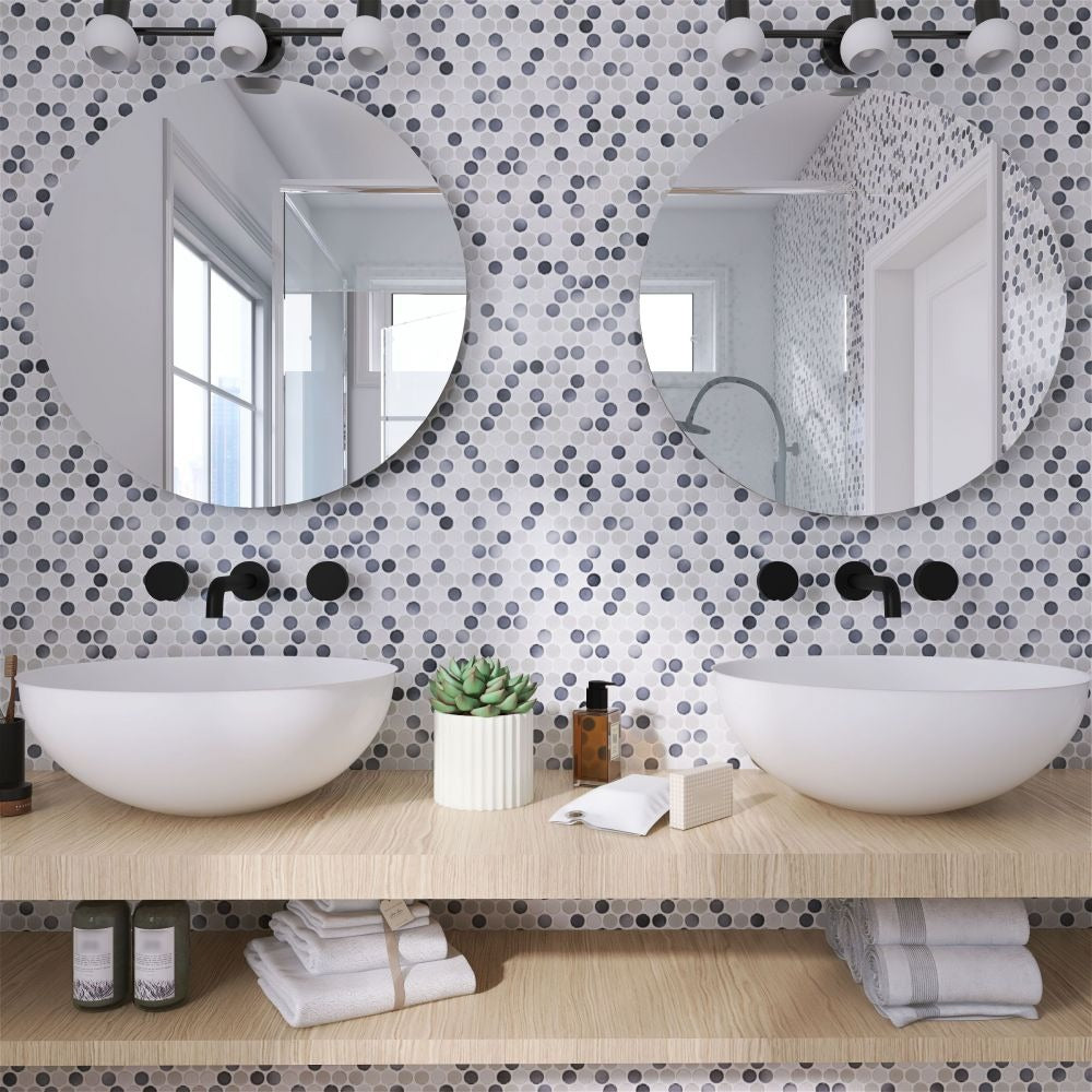 Ono Mixed Grey Glossy 11.5x12.25 Porcelain Tile