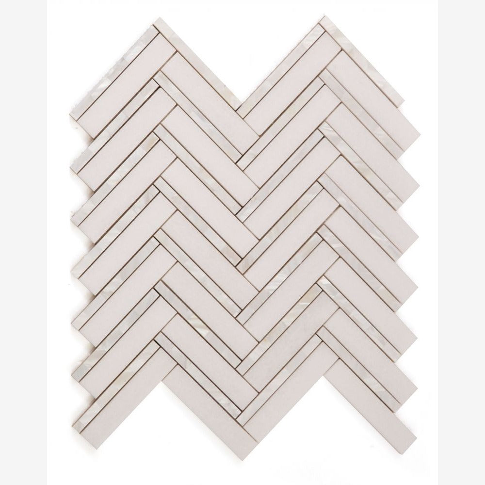Amara Herringbone Thassos 11x11.75 Pearl Mosaic Tile - view 2