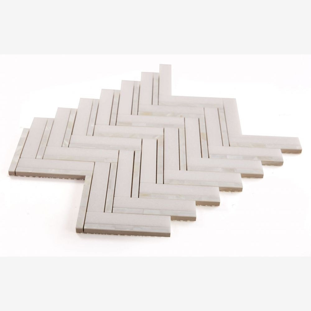 Amara Herringbone Thassos 11x11.75 Pearl Mosaic Tile - view 3