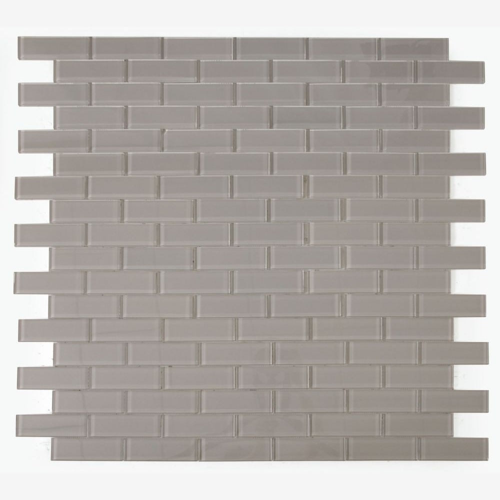 Clea Grey Shining Glass 11.75x11.75 Glossy Mosaic Tile