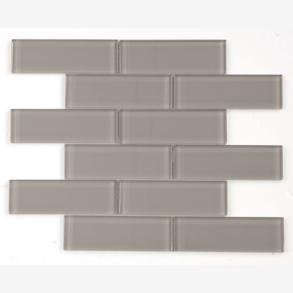 Clea Grey Shining Glass 11.75x11.75 Glossy Mosaic Tile