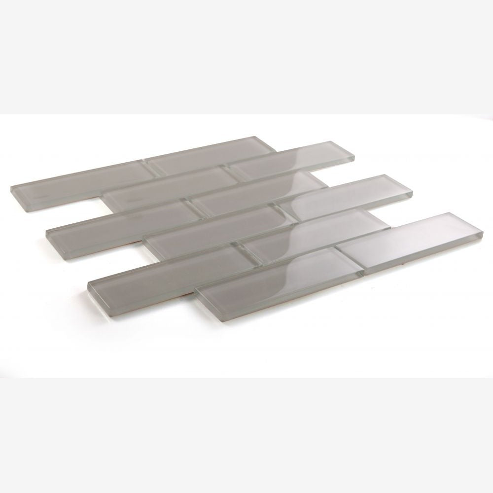 Clea Grey Shining Glass 11.75x11.75 Glossy Mosaic Tile