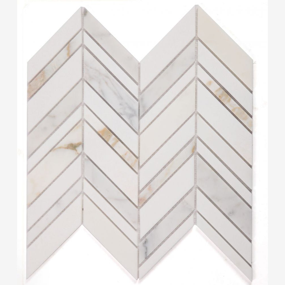 Vector Shadow Calacatta 11.75x12 Marble Mosaic Tile