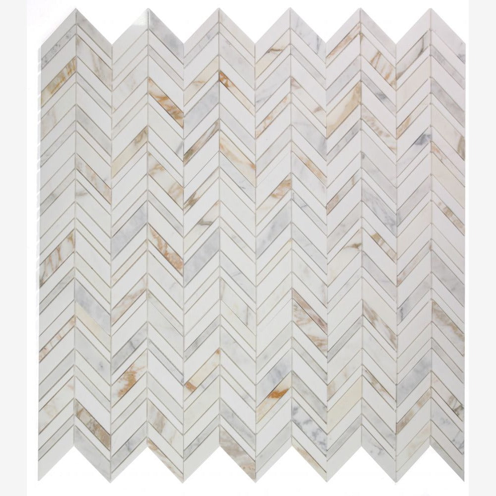Vector Shadow Calacatta 11.75x12 Marble Mosaic Tile