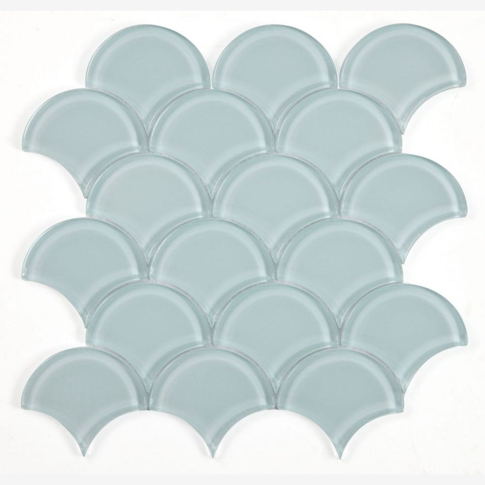 Dracarys Scale Turquoise 9.5x9.5 Glossy Mosaic Tile