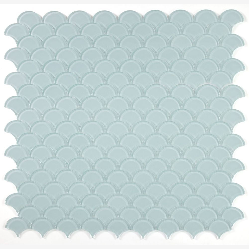 Dracarys Scale Turquoise 9.5x9.5 Glossy Mosaic Tile