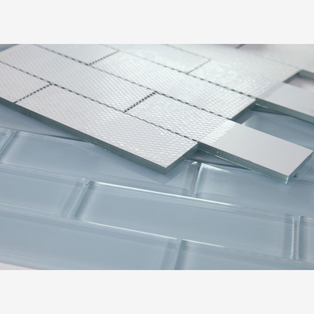 Clea Lucy Blue Glass 11.75x11.75 Glossy Mosaic Tile