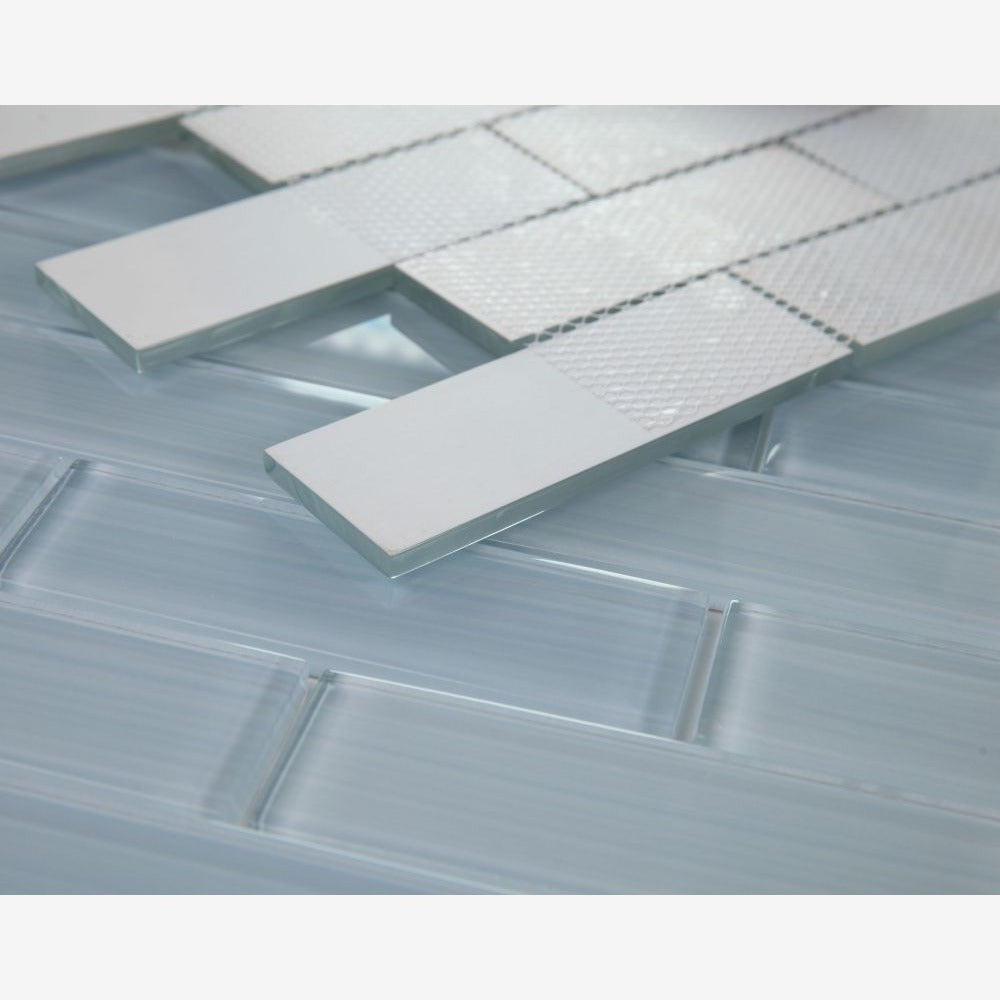 Clea Lucy Blue Painting Glass 11.75x11.75 Glossy Mosaic Tile