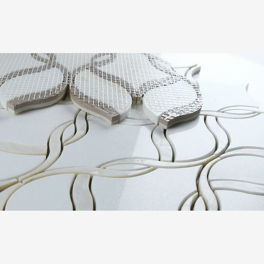 Drisca Pearl Thassos 7.5x11.75 Polished Glass Mosaic Tile - view 4