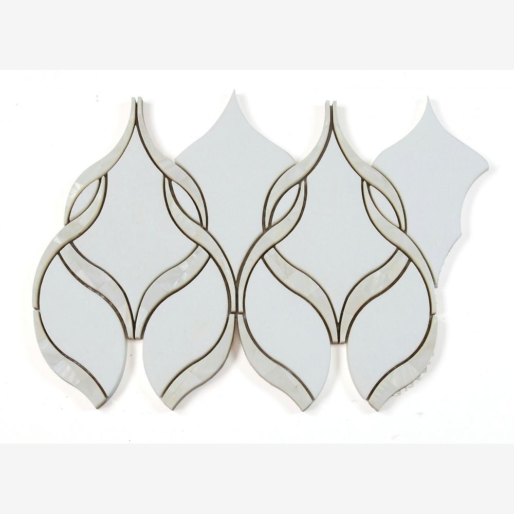 Drisca Pearl Thassos 7.5x11.75 Polished Glass Mosaic Tile - view 2