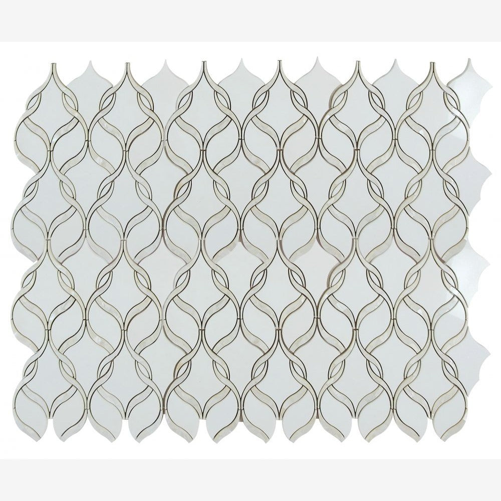 Drisca Pearl Thassos 7.5x11.75 Polished Glass Mosaic Tile
