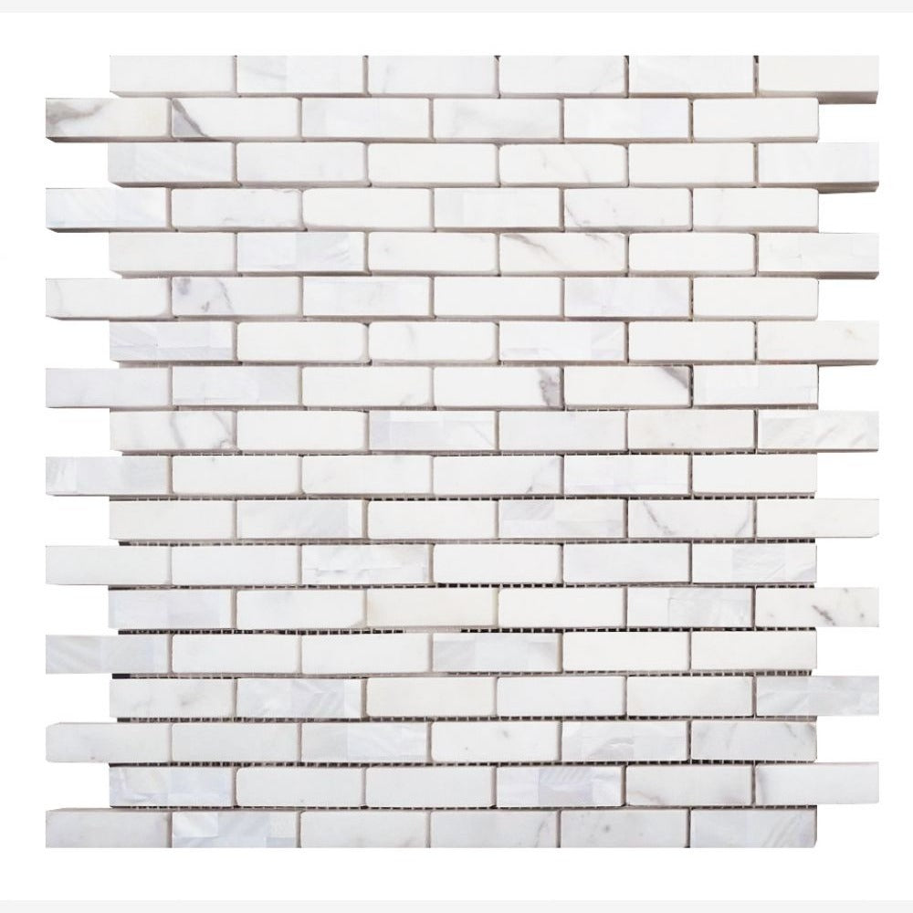 Amara Linear Calacatta 11.75x12 Pearl Mosaic Tile