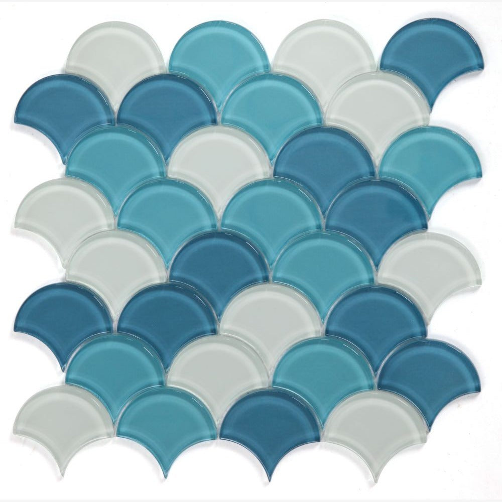 Dracarys Scale Ocean Glass 12x12 Glossy Mosaic Tile