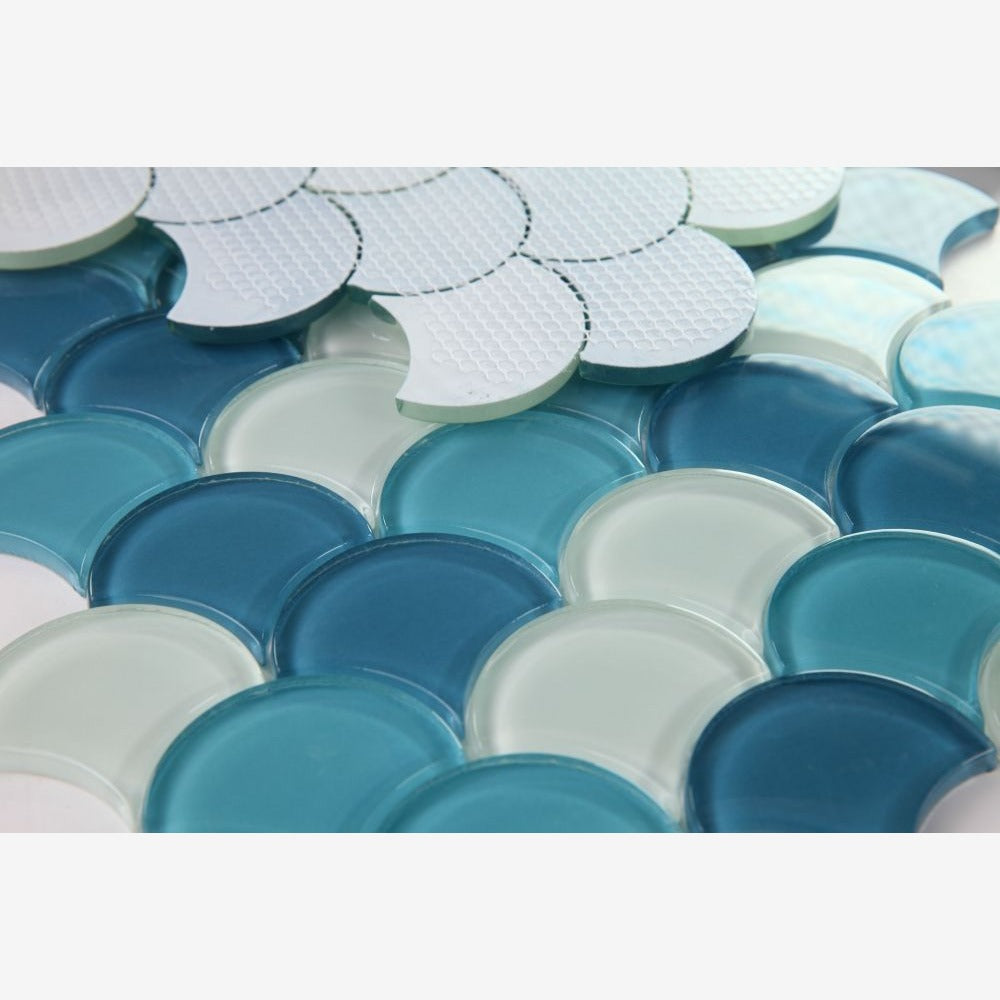 Dracarys Scale Ocean Glass 12x12 Glossy Mosaic Tile