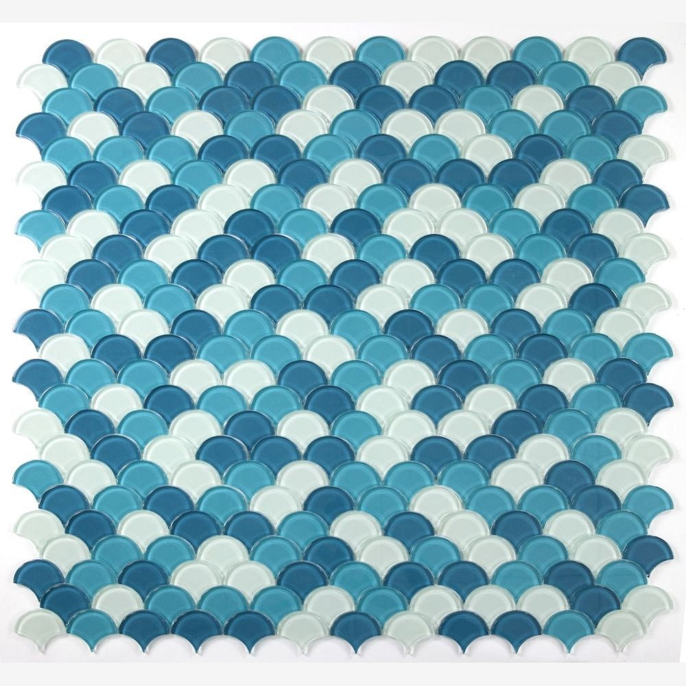 Dracarys Scale Ocean Glass 12x12 Glossy Mosaic Tile