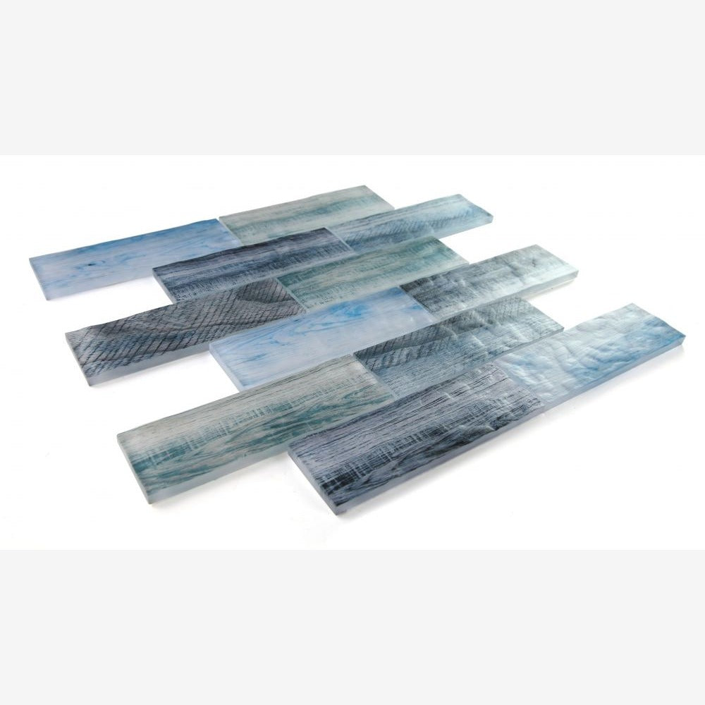 Oxi Wood Ocean 11.75x11.75 Glass Mosaic Tile