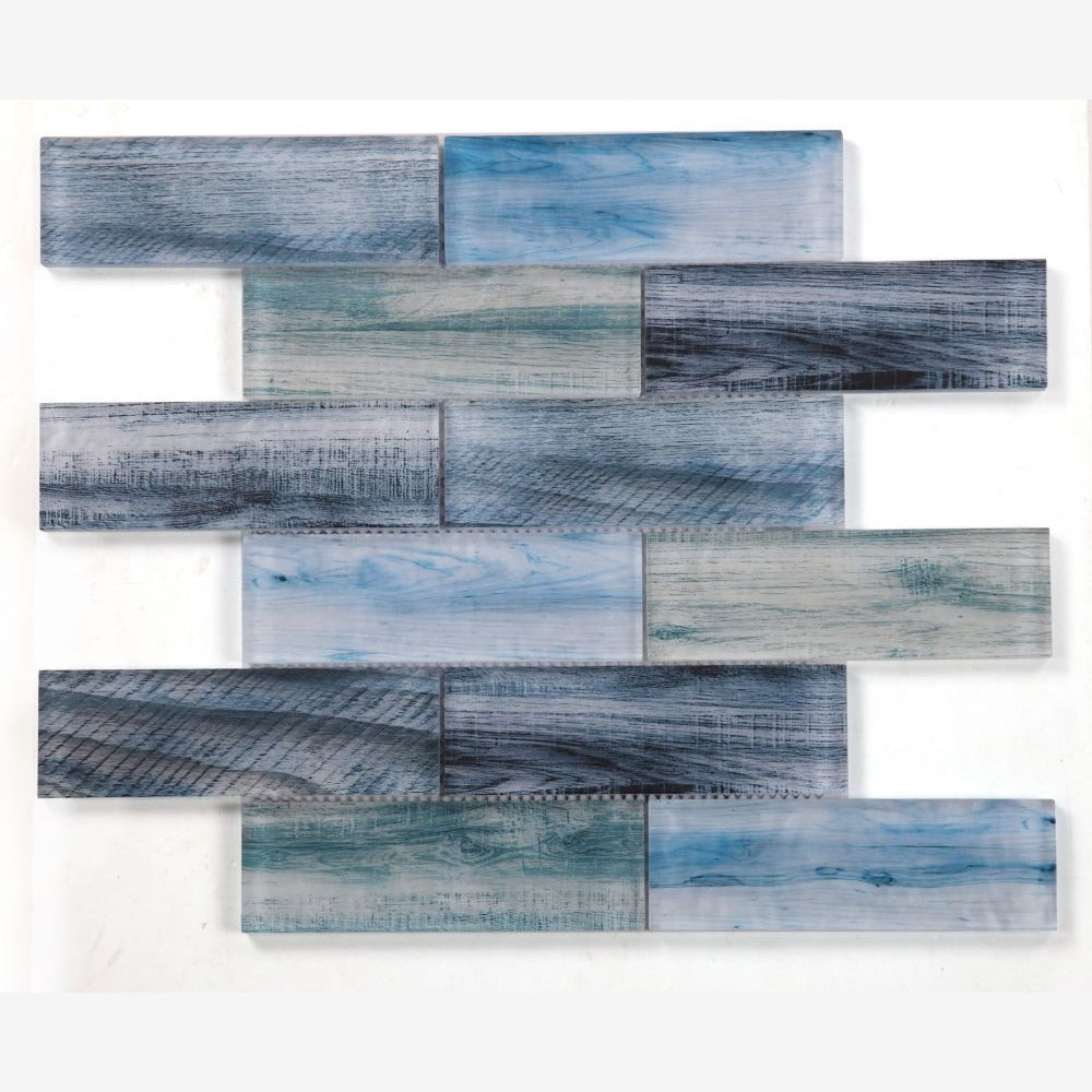 Oxi Wood Ocean 11.75x11.75 Glass Mosaic Tile