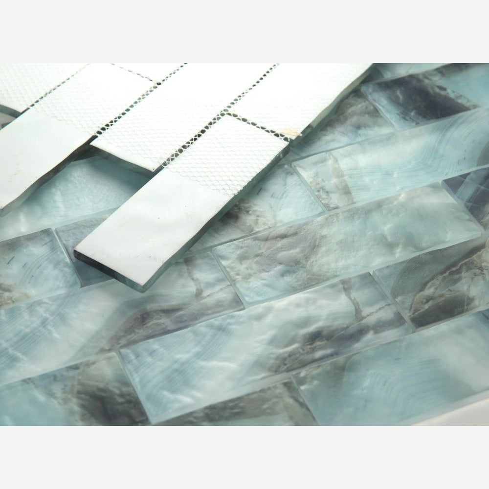 Oxi Onyx Ocean 11.75x11.75 Glass Mosaic Tile