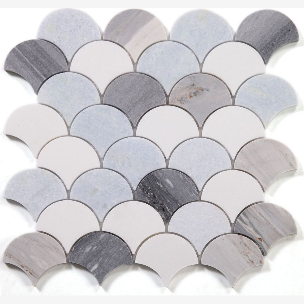 Dracarys Scale Deep Ocean 12x12 Polished Marble Mosaic Tile