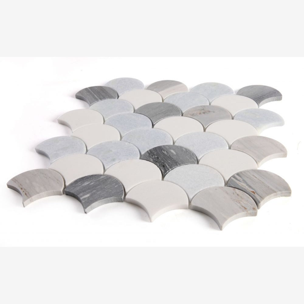 Dracarys Scale Deep Ocean 12x12 Polished Marble Mosaic Tile