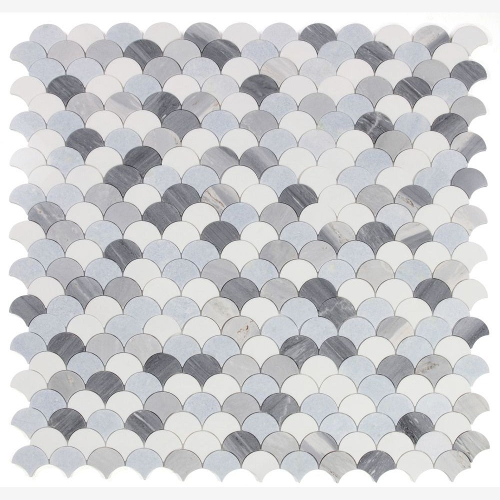 Dracarys Scale Deep Ocean 12x12 Polished Marble Mosaic Tile