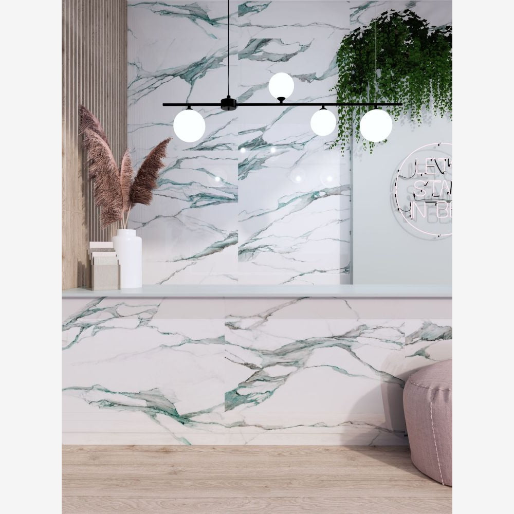 Calacatta Fantasy Green Polished 48x48 Porcelain Tile