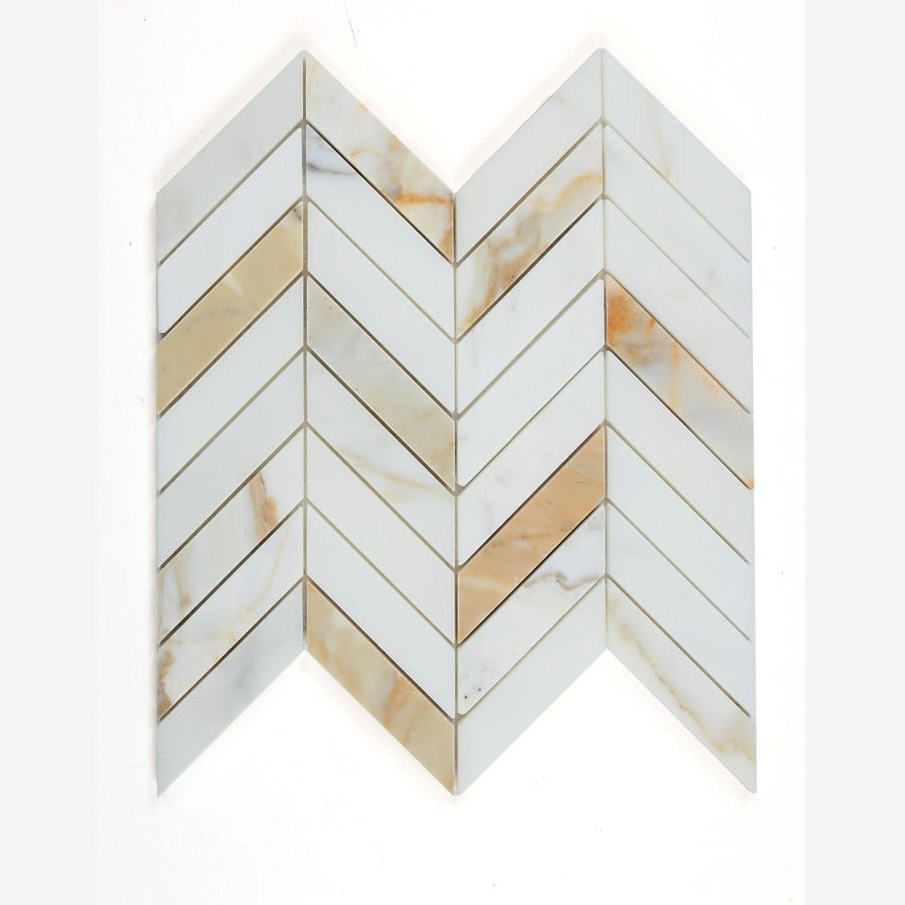 Vector Calacatta Gold Honed 11x11 Marble Mosaic Tile
