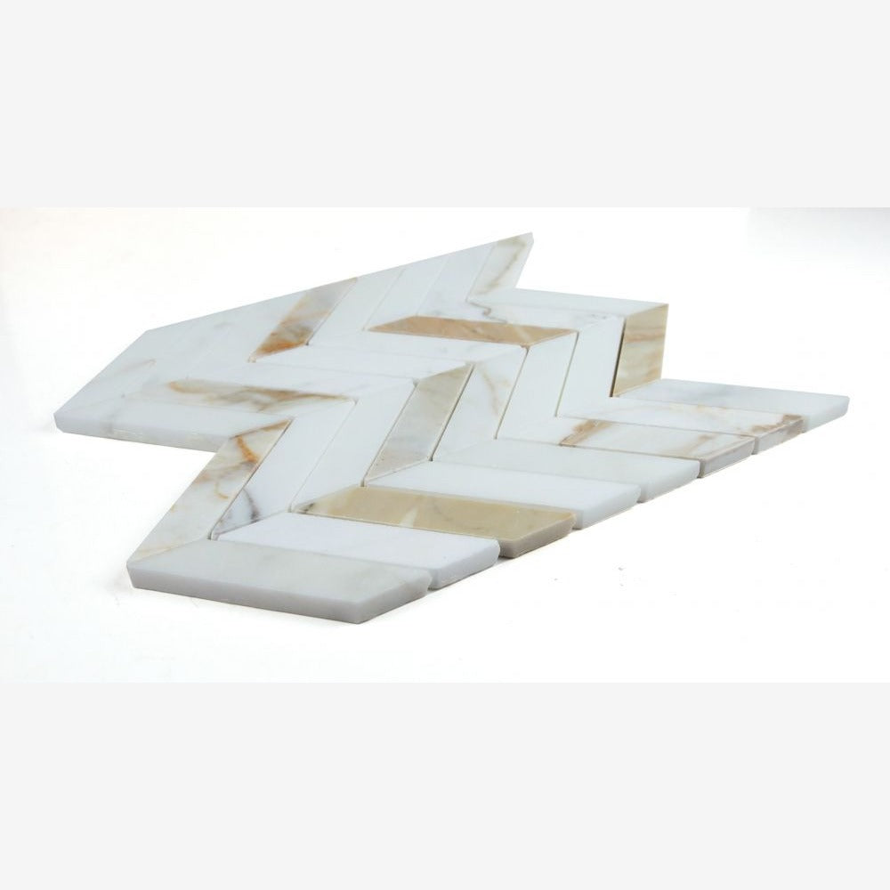Vector Calacatta Gold Honed 11x11 Marble Mosaic Tile