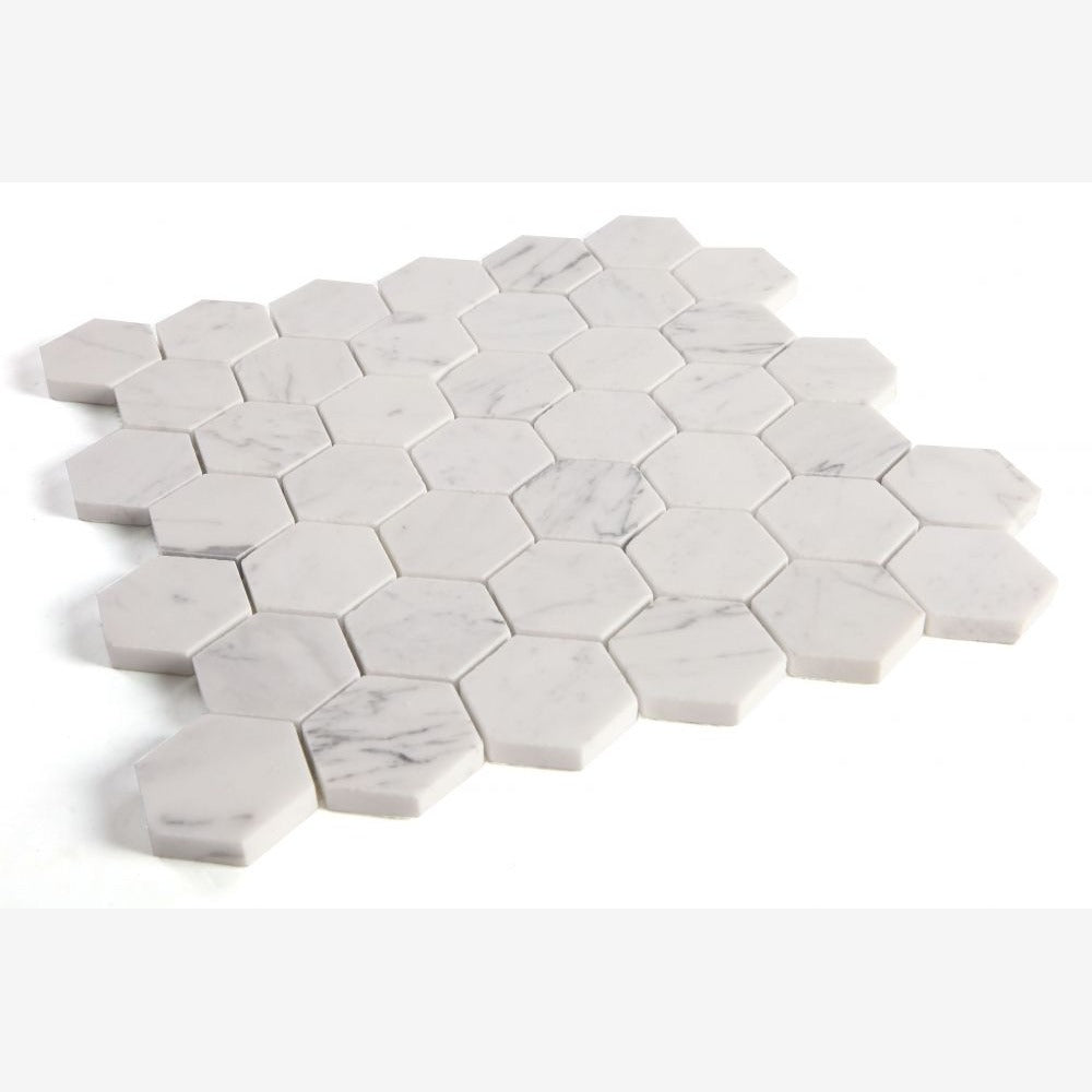 Hexalux Calacatta White Honed 2x2 11.75x12 Mosaic Tile