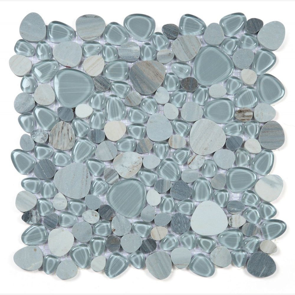 Cobble Blue 12x12 Glass Mosaic Tile - view 2