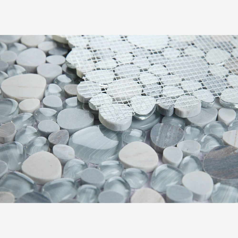 Cobble Blue 12x12 Glass Mosaic Tile - view 4