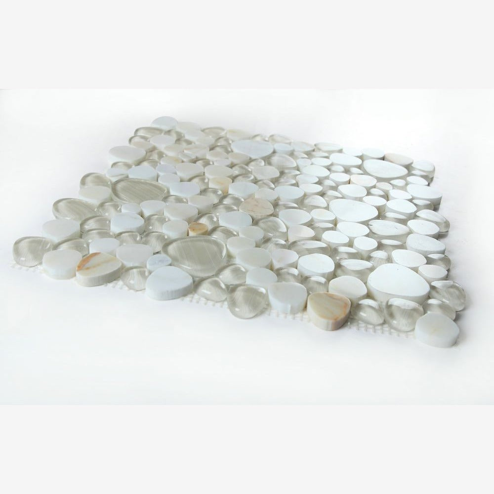 Cobble Calacatta Gold 12x12 Glass Mosaic Tile - view 3