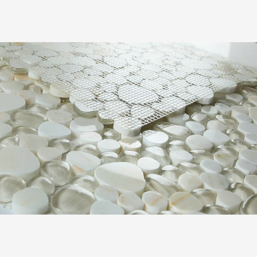 Cobble Calacatta Gold 12x12 Glass Mosaic Tile - view 4