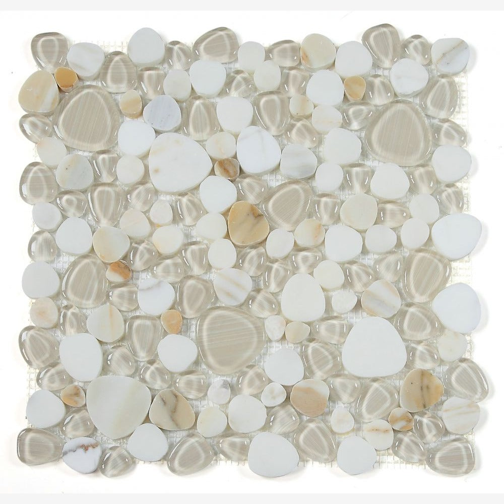 Cobble Calacatta Gold 12x12 Glass Mosaic Tile - view 2