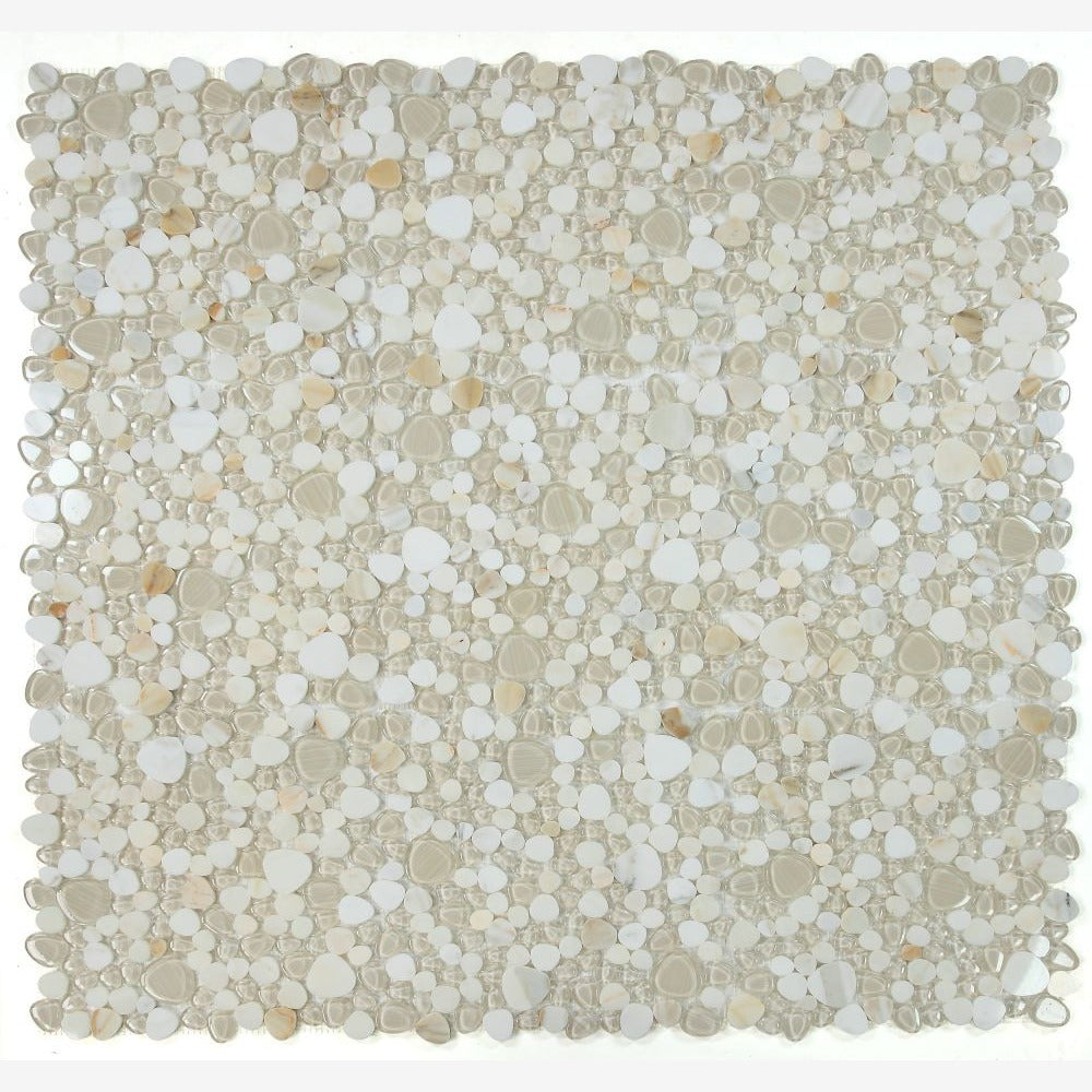 Cobble Calacatta Gold 12x12 Glass Mosaic Tile