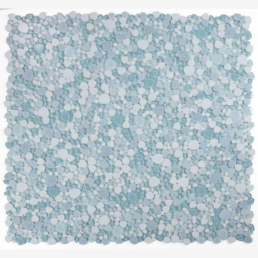 Cobble Crystal Ocean 12x12 Glass Mosaic Tile